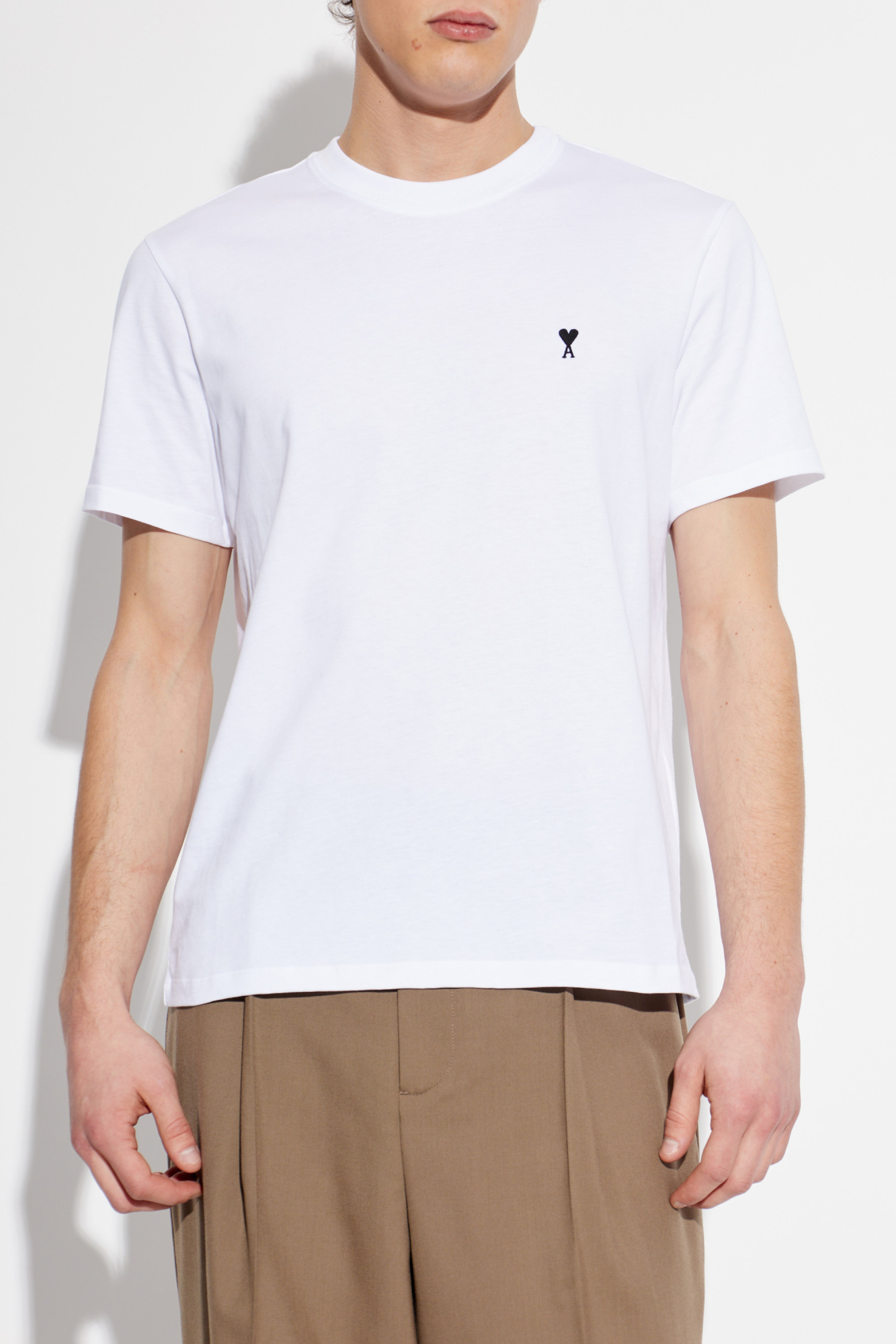 White T-shirt with embroidered logo Ami Alexandre Mattiussi
